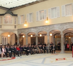 Don Felipe, en un momento de su intervención en el Patio de los Borbones